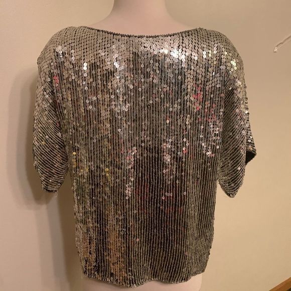 COPY - Vintage 100% silk blouse sequins and beads - Picture 3 of 6